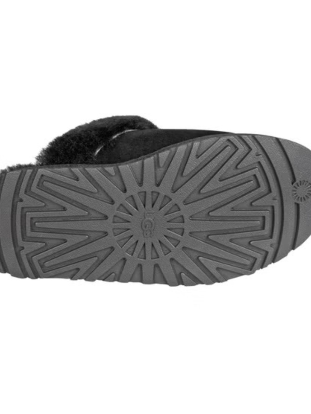 New UGG Women's Disquette Slipper Black Slip On Size 6 Platform Fur Slipper - Picture 12 of 14
